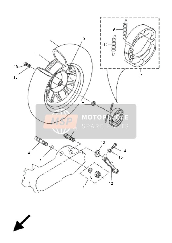 Yamaha CW50N 2011 Rueda trasera para un 2011 Yamaha CW50N